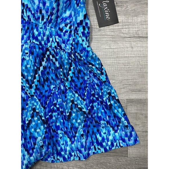 Maxine One Piece Swimdress Size 20W Blue Geometric Print Bathing Suit UPF50 NWT - Picture 3 of 8